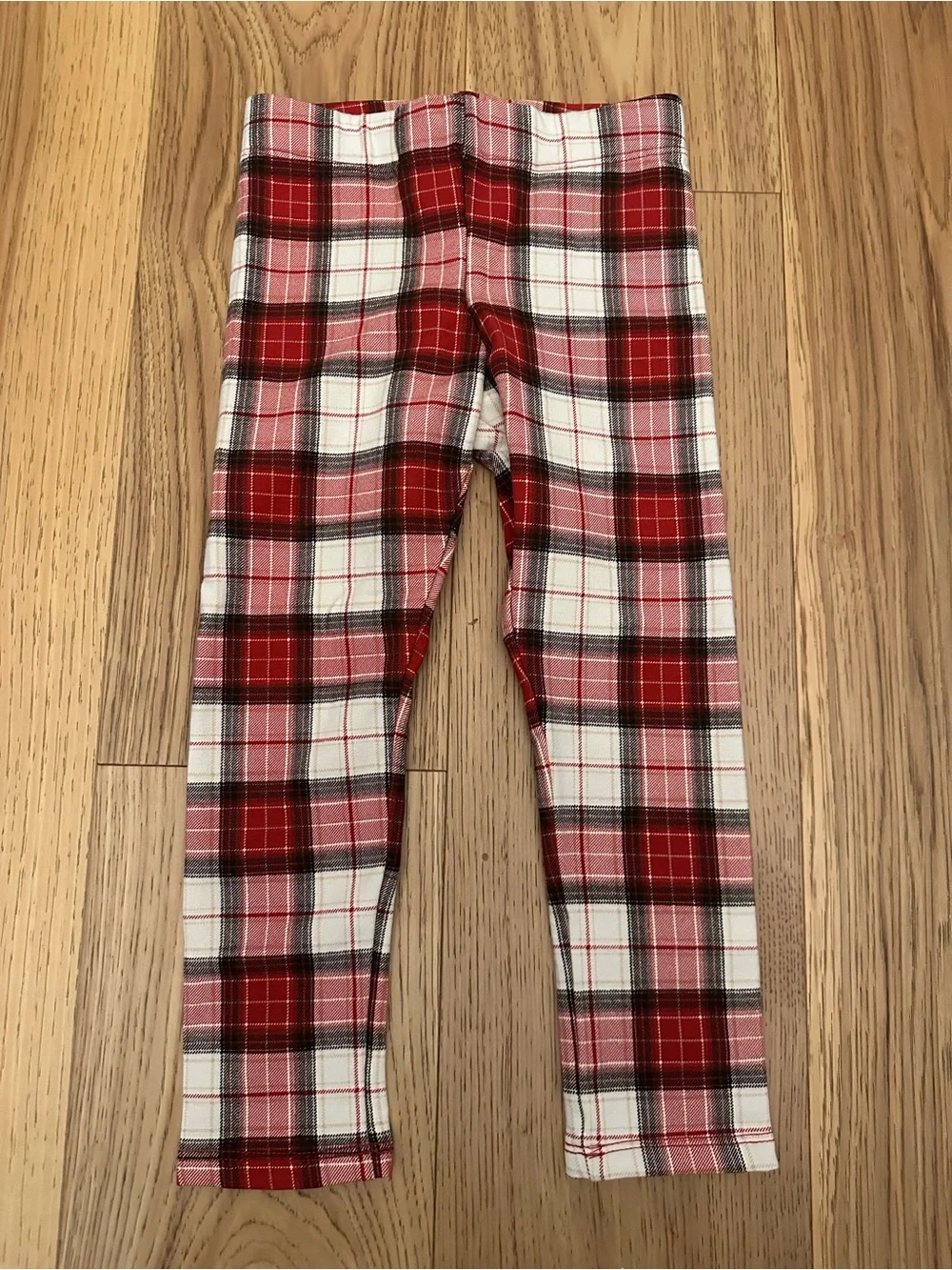 H&M Adjustable Waste Red, White, and Black Plaid Fleece Lined Toddler G Leggings